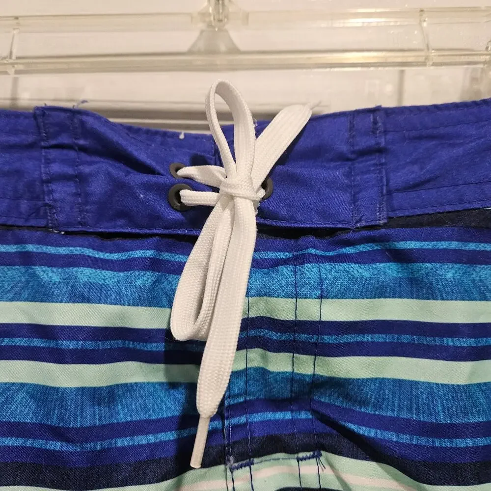 Art Class Boys Blue Striped‎ Swim Boardshorts Size 12